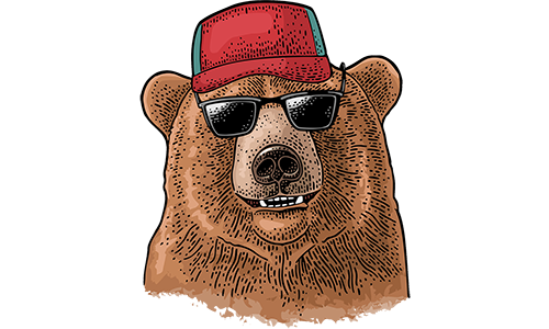 グラサンをかけた笑顔のクマ