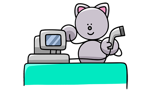 レジ操作をするネズミ