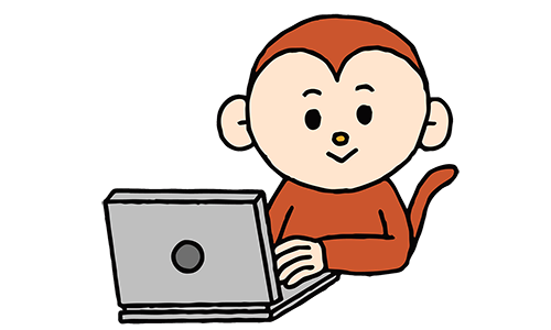 パソコン作業をするサル