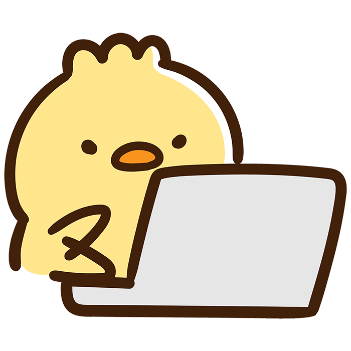 キーボードを必死で叩くヒヨコ