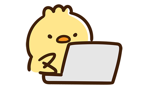 キーボードを必死で叩くヒヨコ